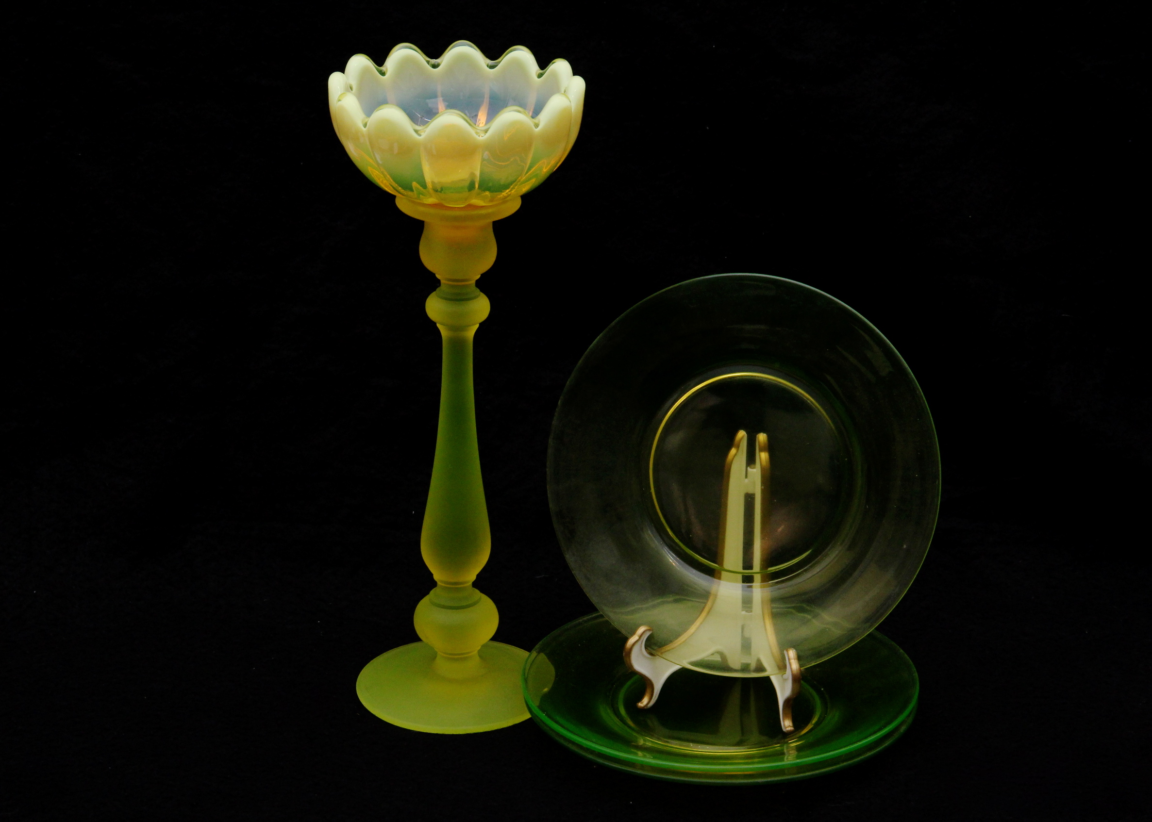 Quartet of Vaseline Glass