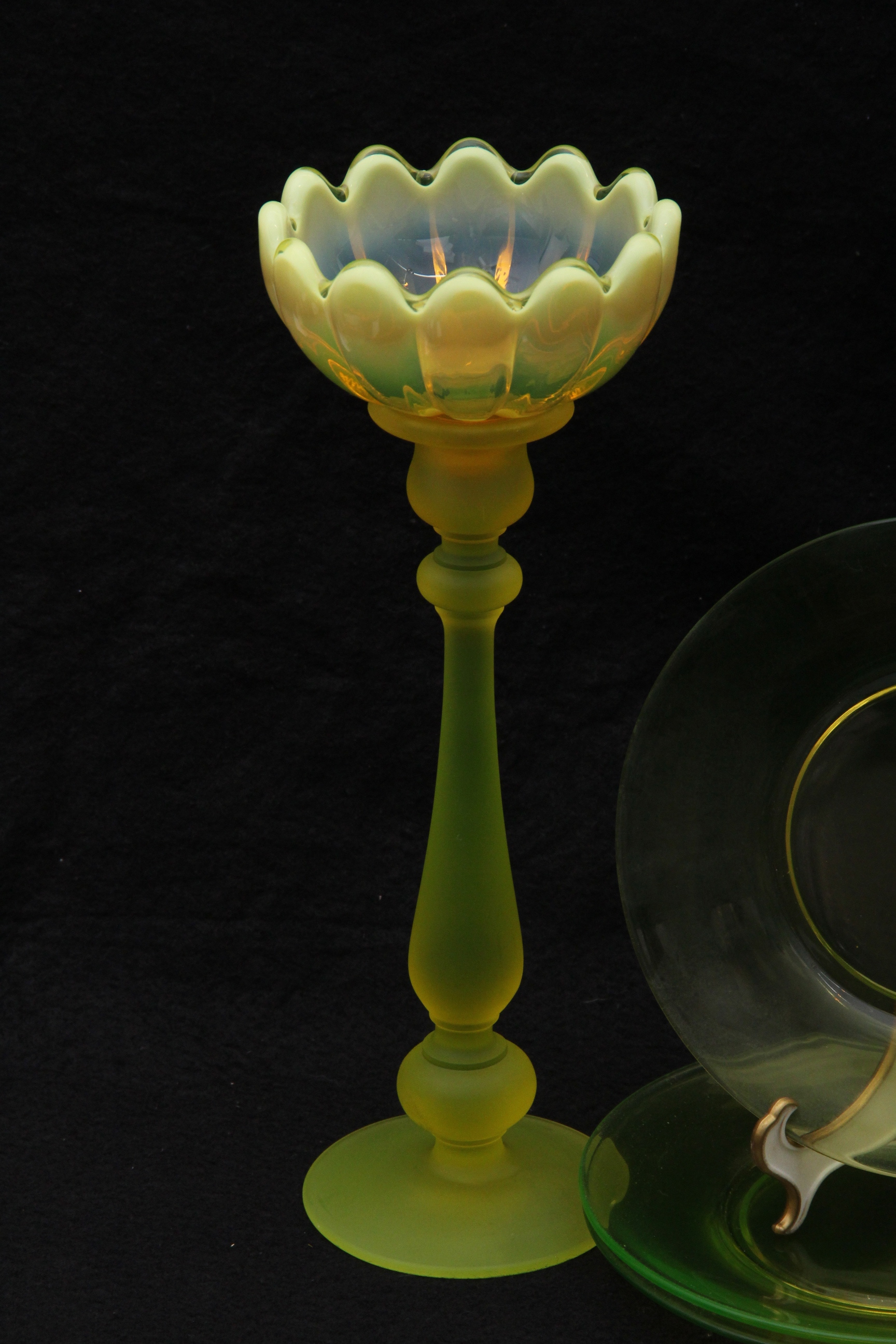 Quartet of Vaseline Glass