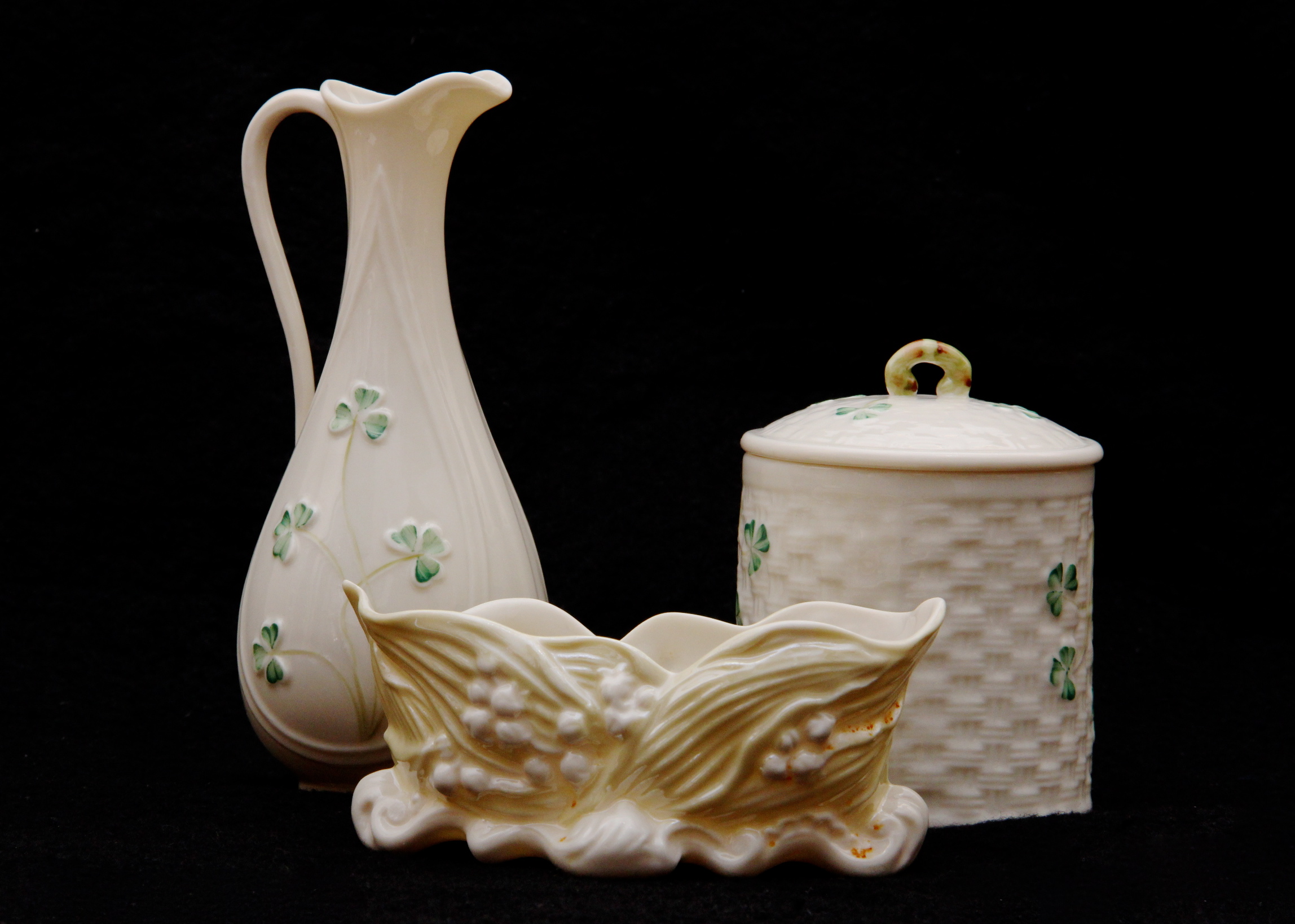 Trio of Vintage Belleek Pieces