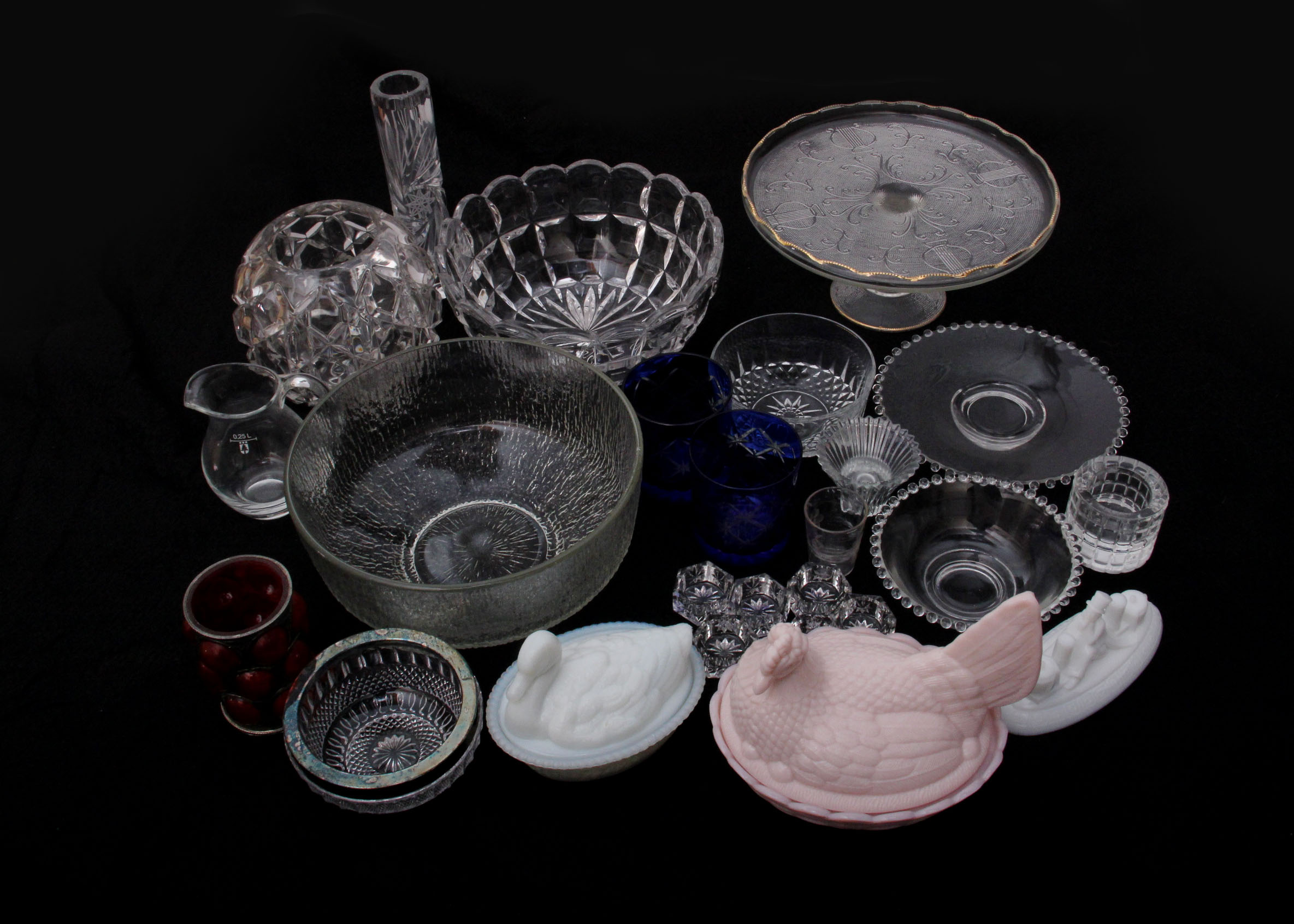 Generous Collection of Pressed and Cut Glass