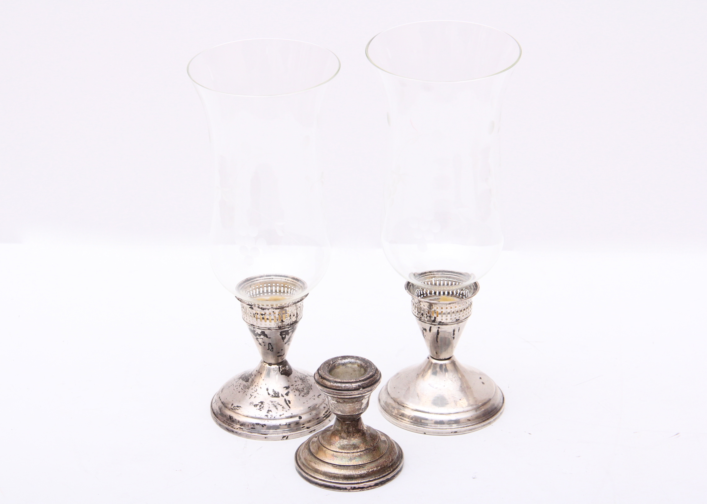 Trio of Sterling Silver Candlesticks