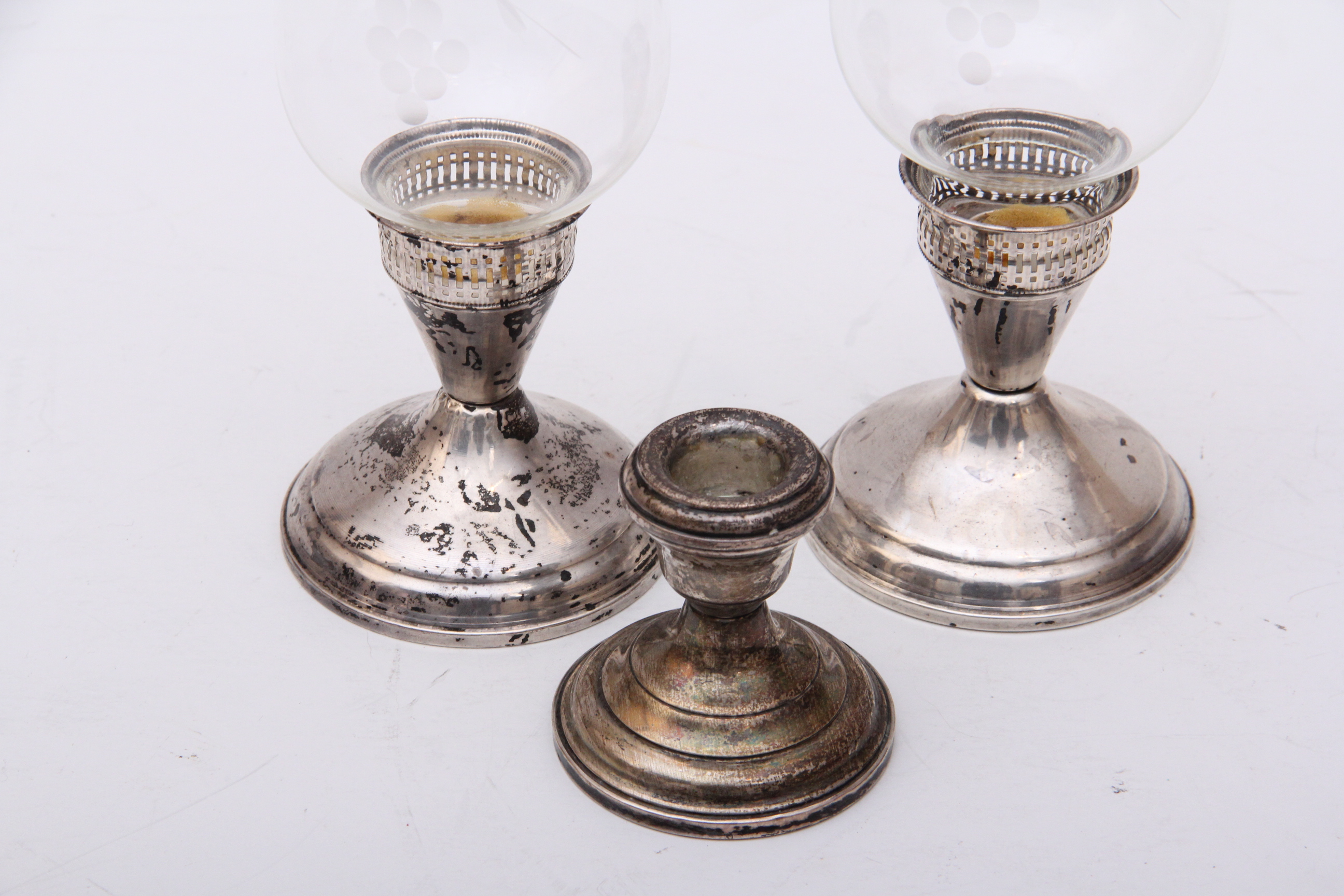 Trio of Sterling Silver Candlesticks