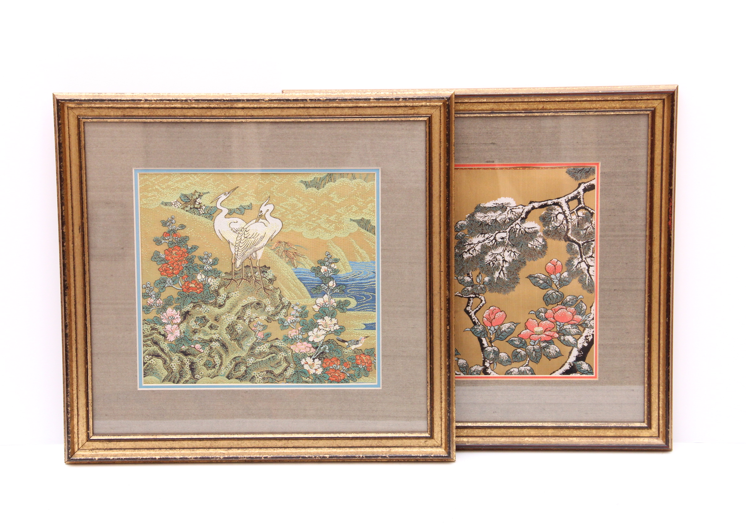 Pair of Japanese Shishu Embroidery