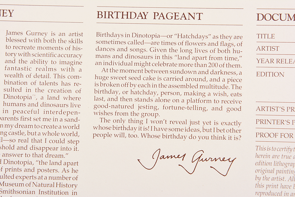 James Gumey "Birthday Pageant" Remarque Limited Edition Print