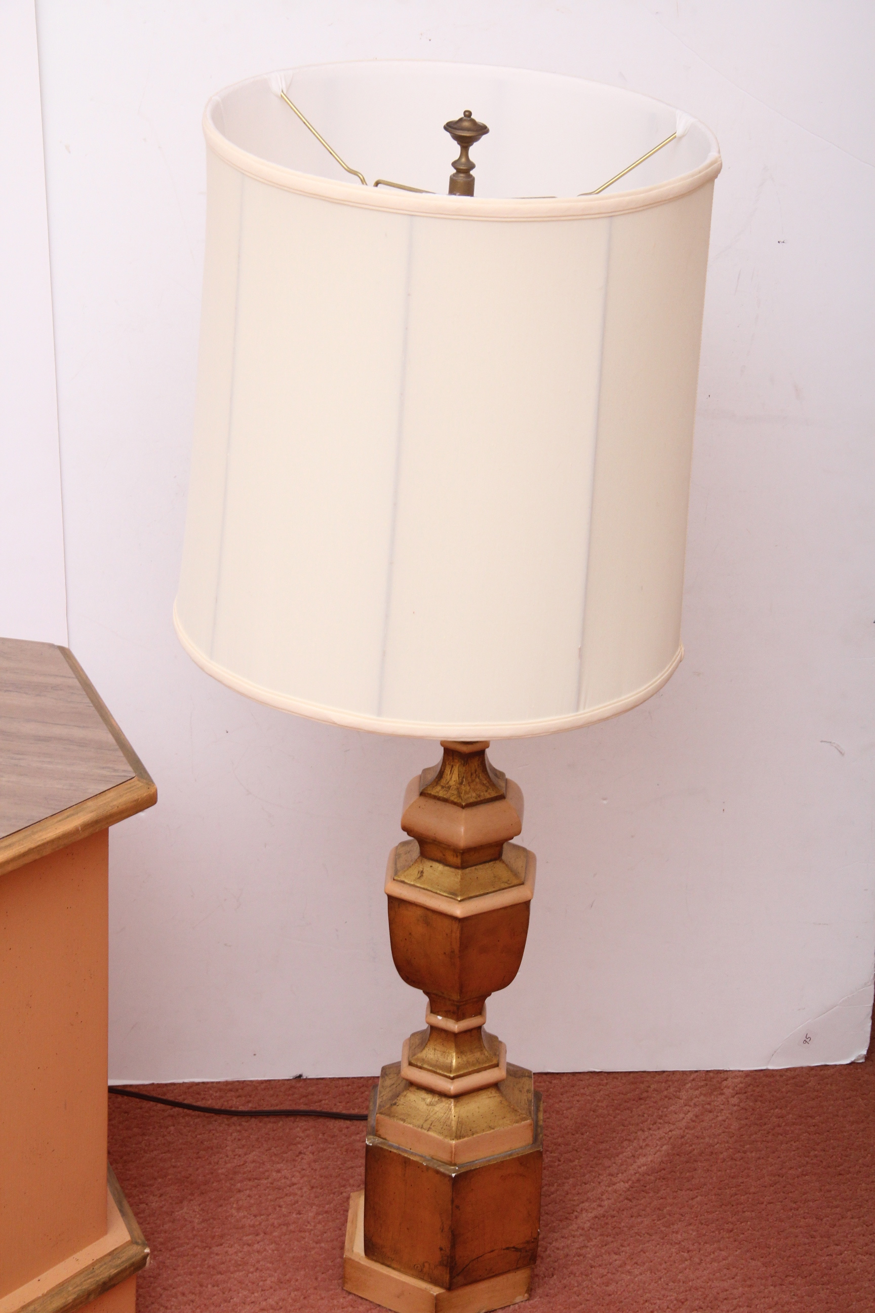 Hexagonal Cabinet End Table and Matching Lamp