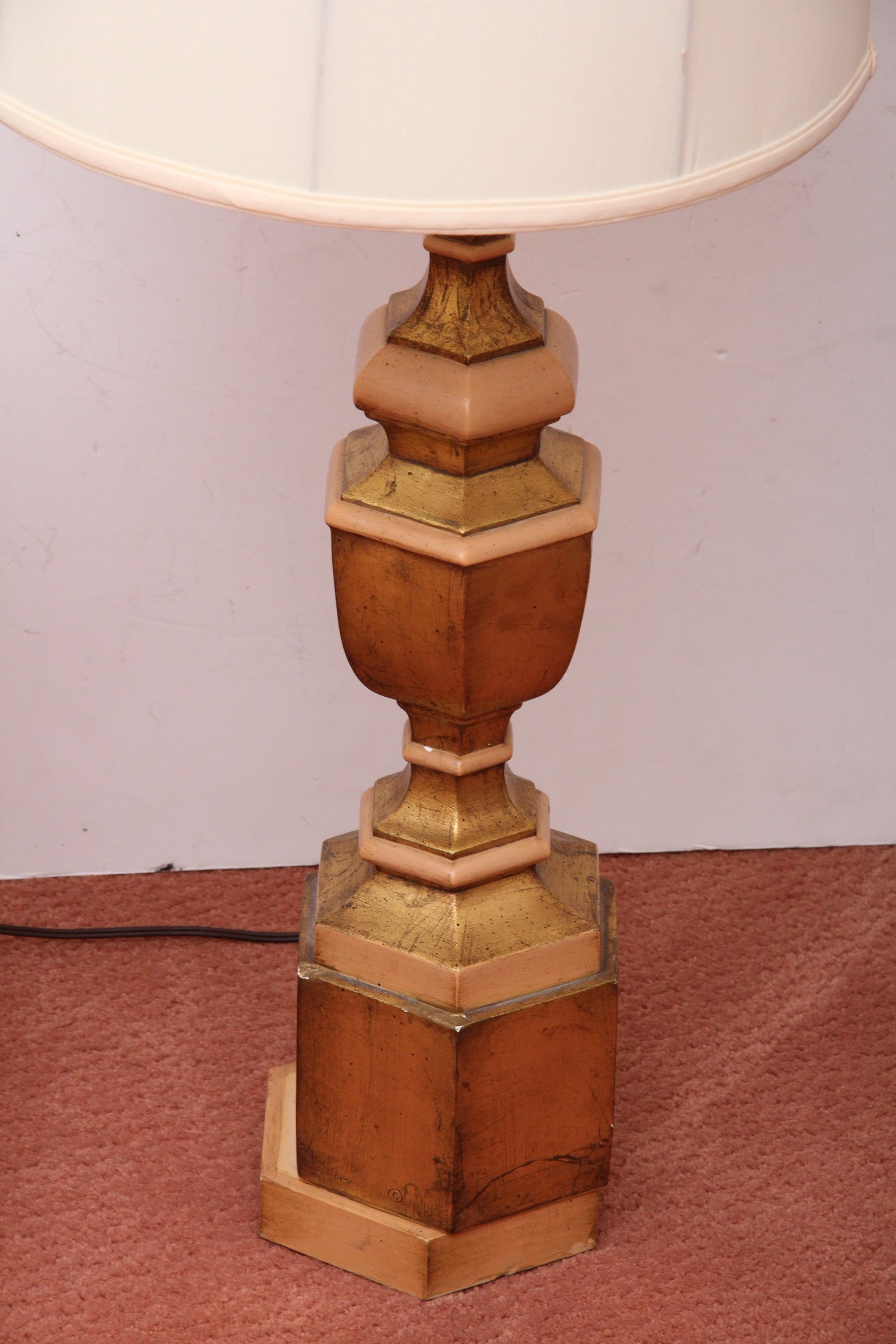 Hexagonal Cabinet End Table and Matching Lamp