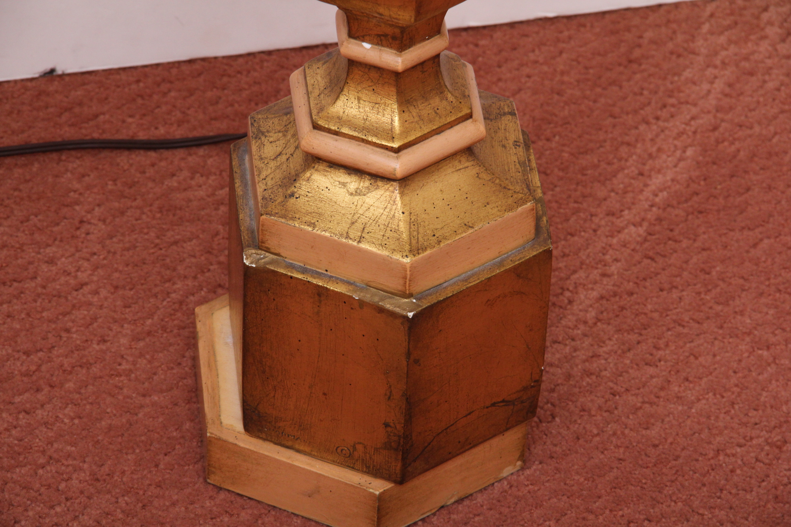 Hexagonal Cabinet End Table and Matching Lamp