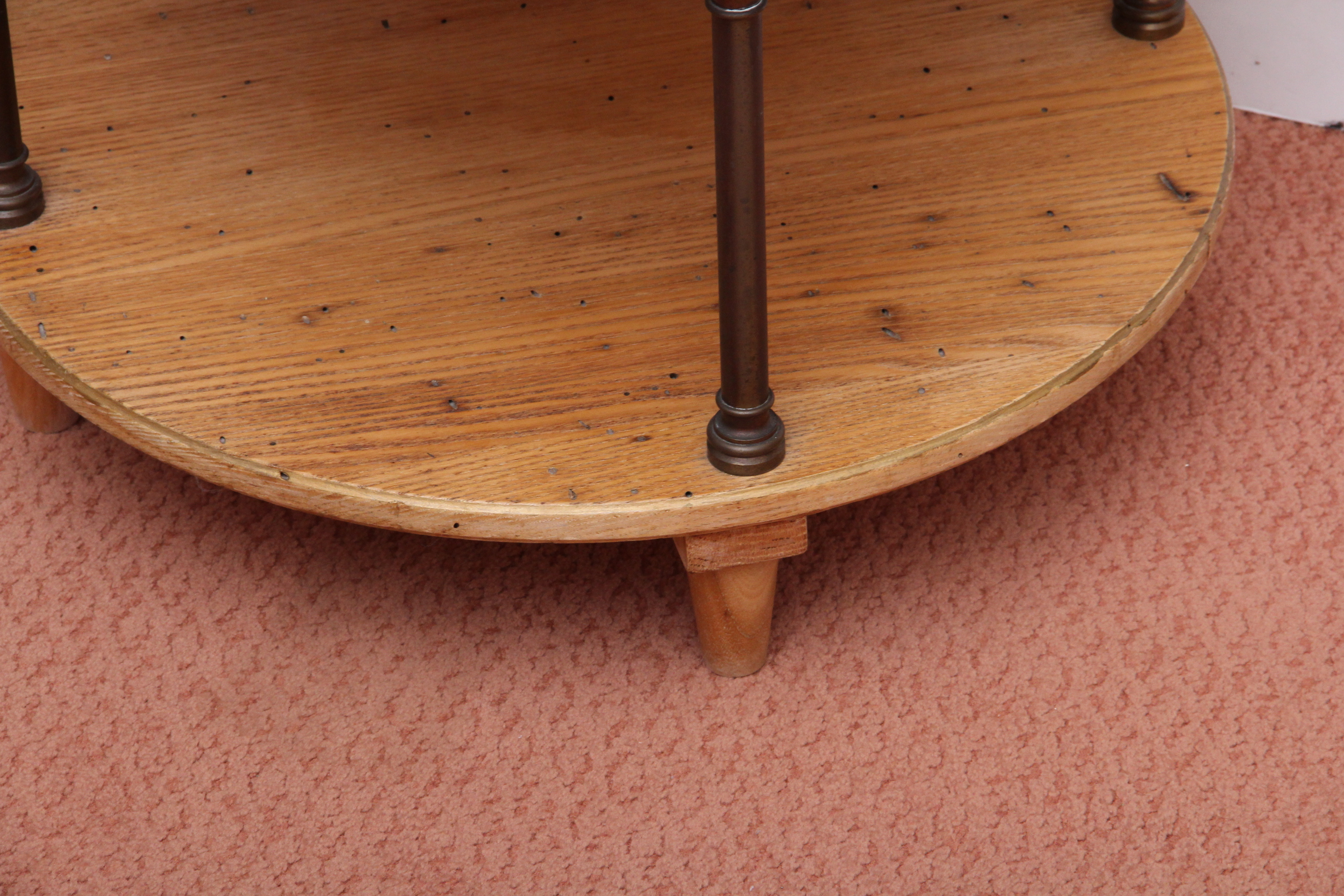 Vintage Rustic Oak Circular Accent Table