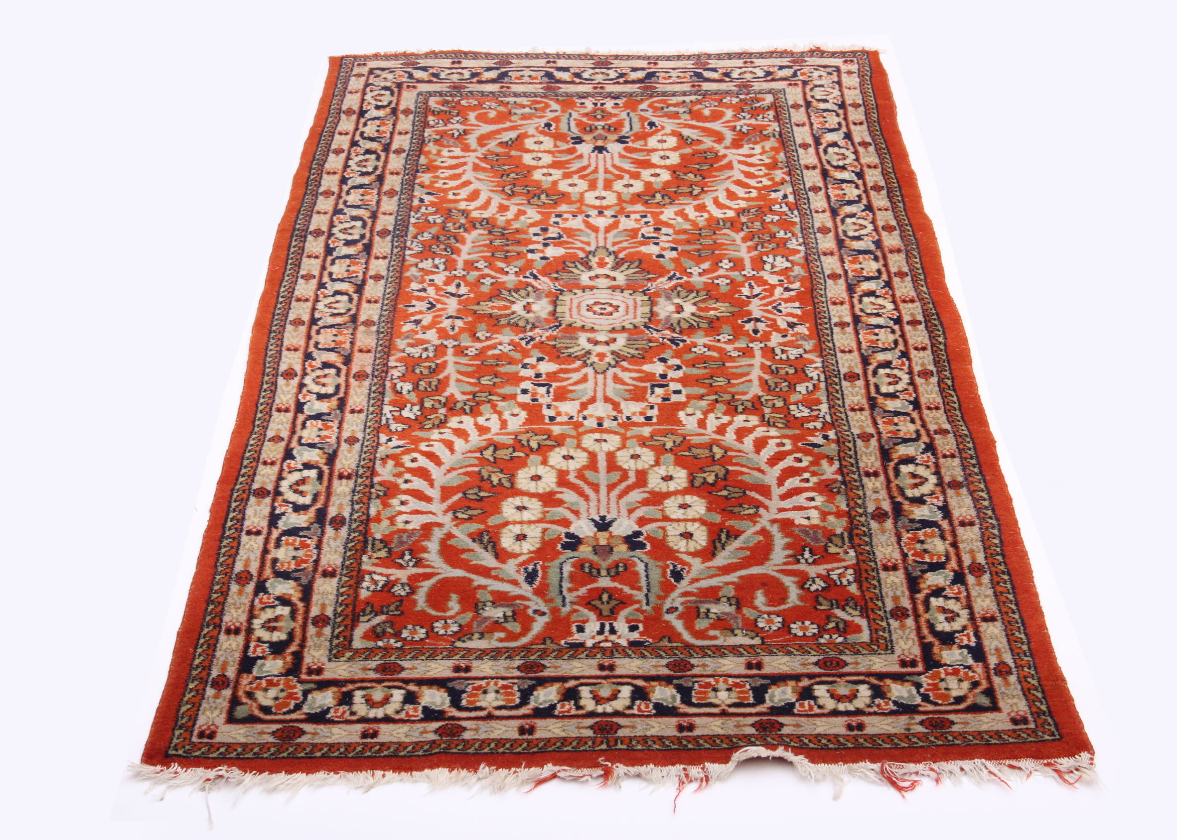 Vintage Hand Knotted Persian Sarouk Rug