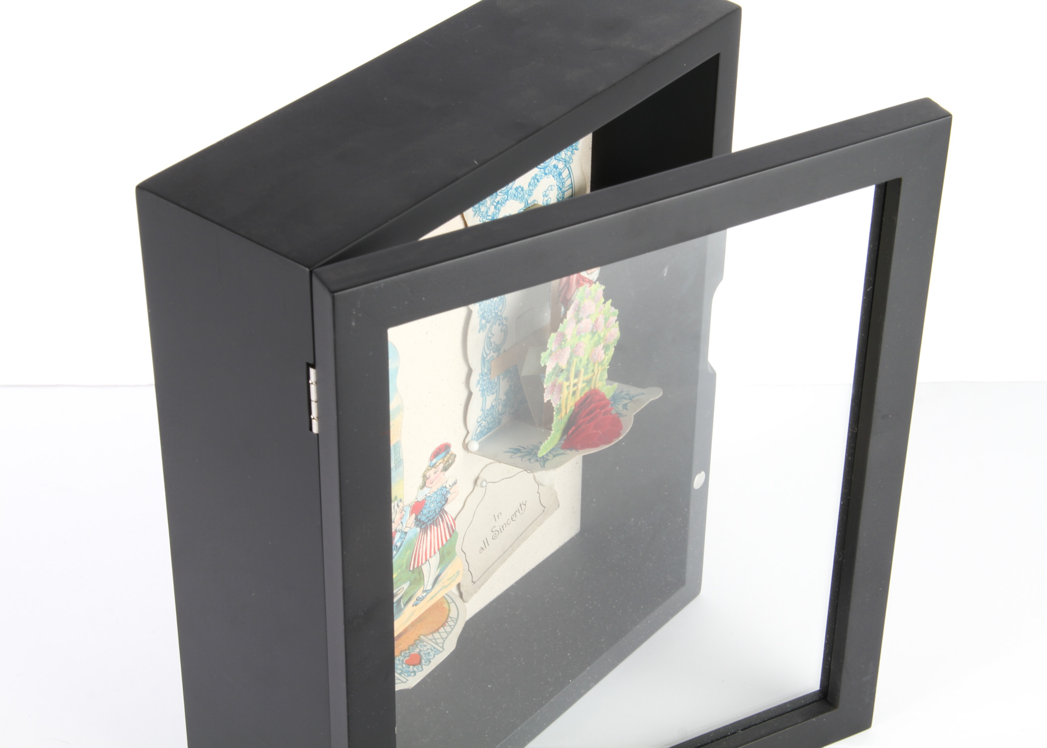 Pair of Shadow Box Framed Antique Pop-Up Valentine's Cards