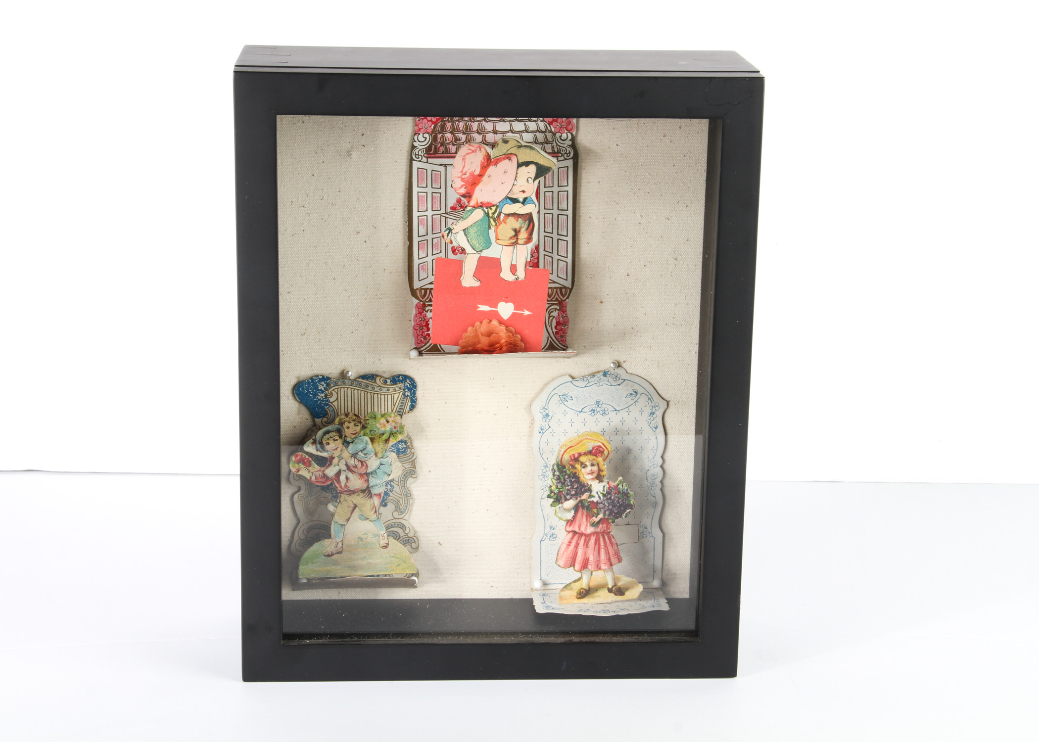 Pair of Shadow Box Framed Antique Pop-Up Valentine's Cards