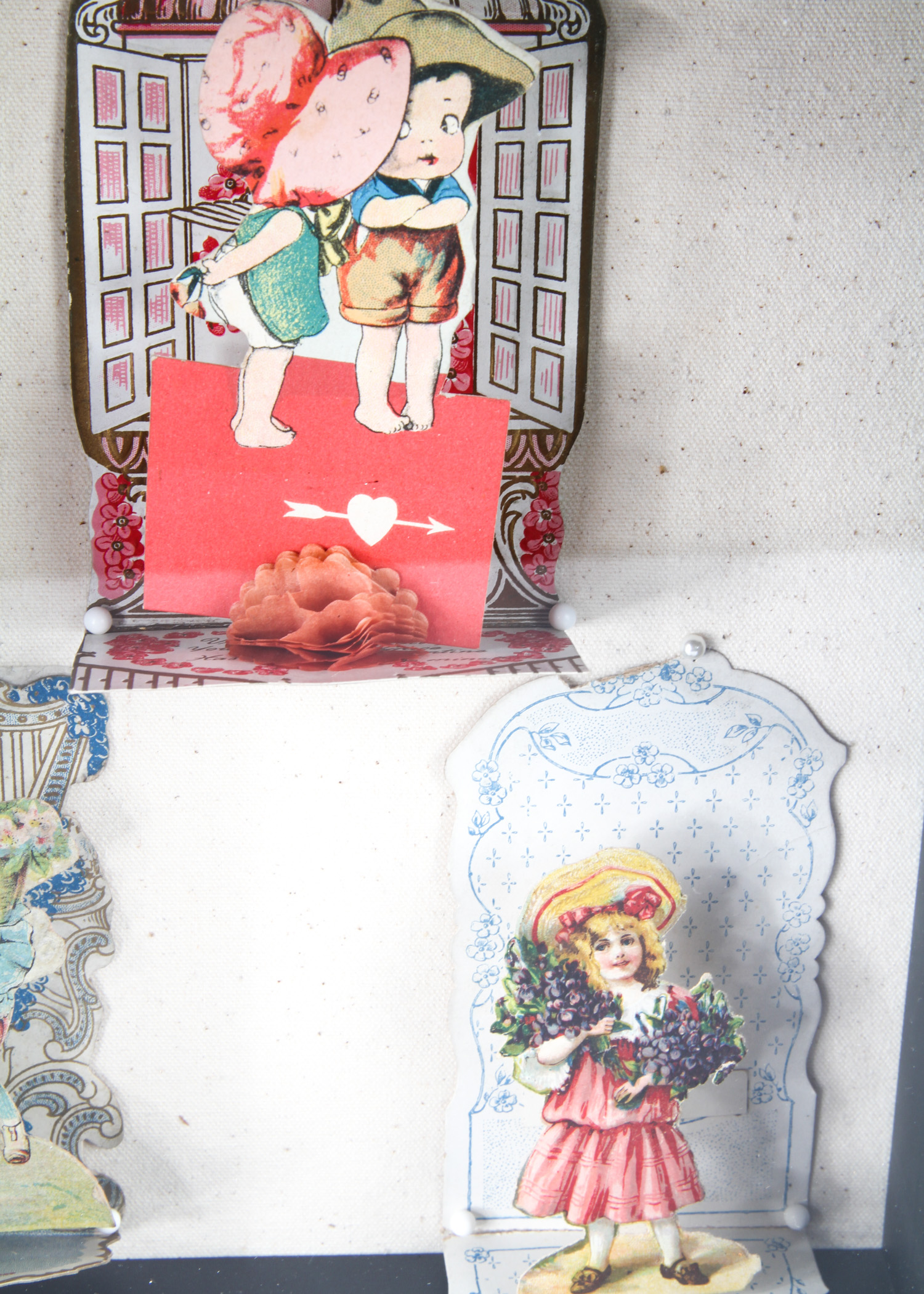 Pair of Shadow Box Framed Antique Pop-Up Valentine's Cards