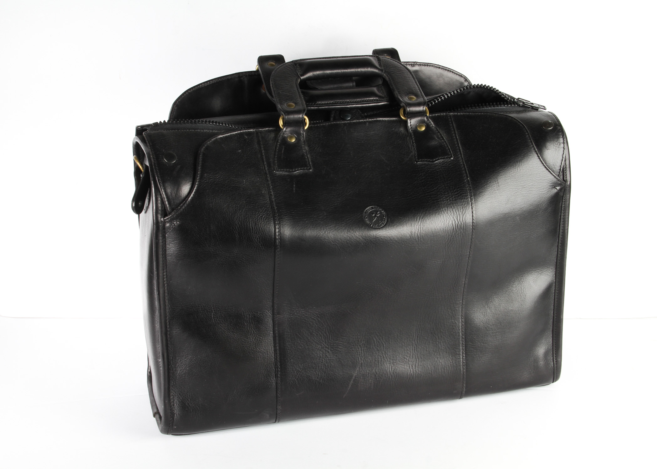 Glaser Designs San Francisco Black Leather Traveler's Briefcase