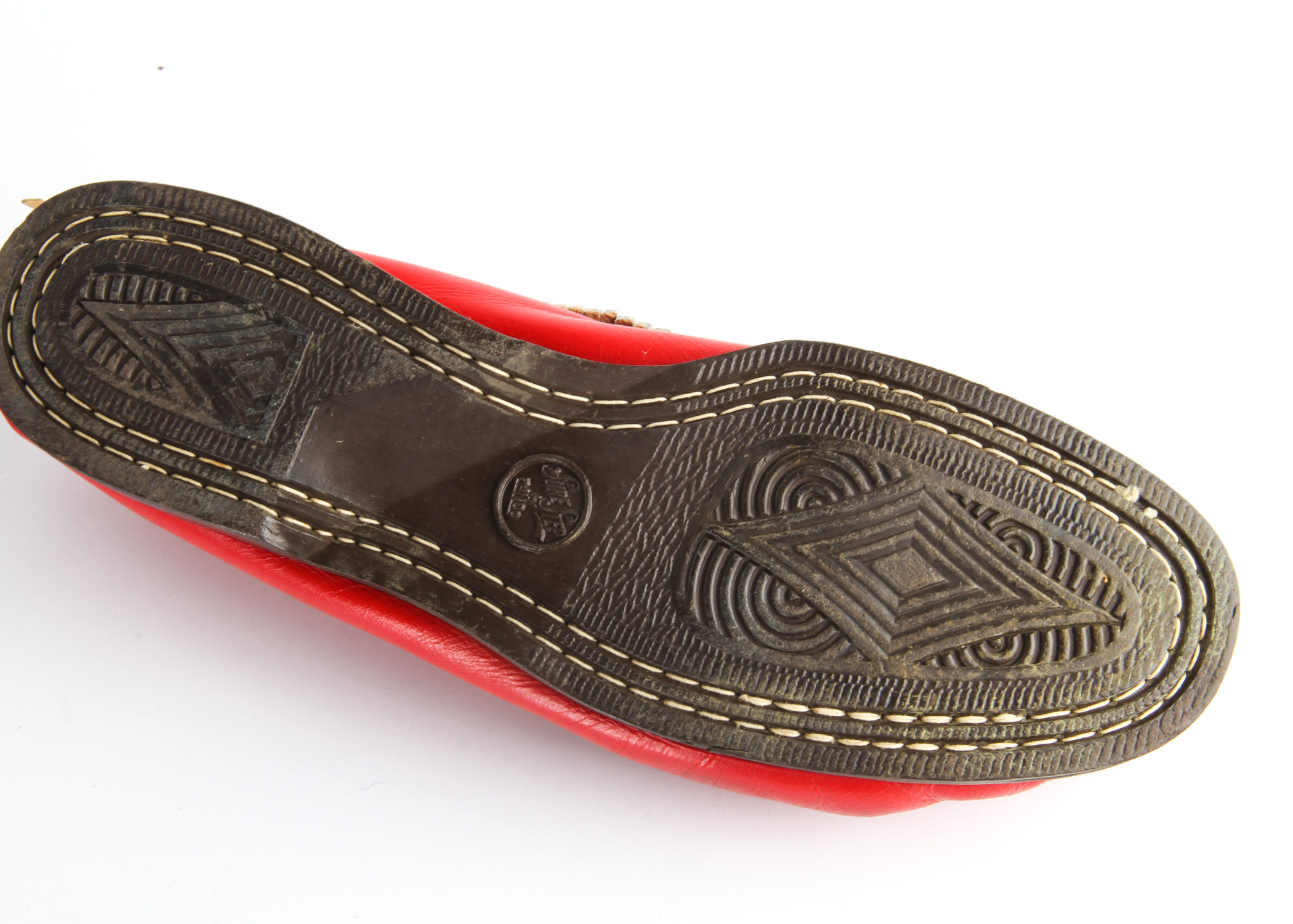 Red Leather Beaded Minnetonka Moccasins
