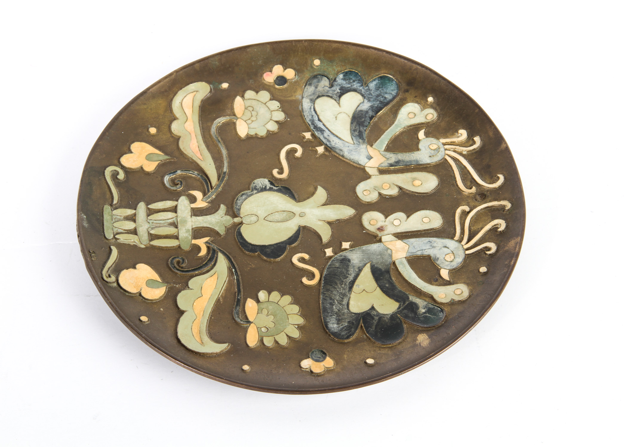 Metal Cloisonne Plate Signed "G.H."