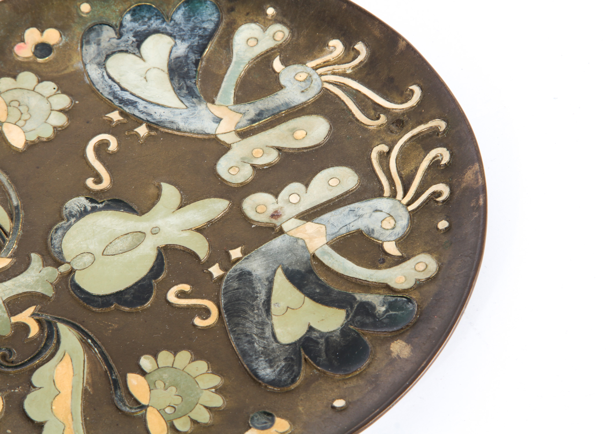 Metal Cloisonne Plate Signed "G.H."