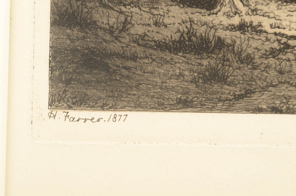 1877 Signed Henry Farrer "December" Etching