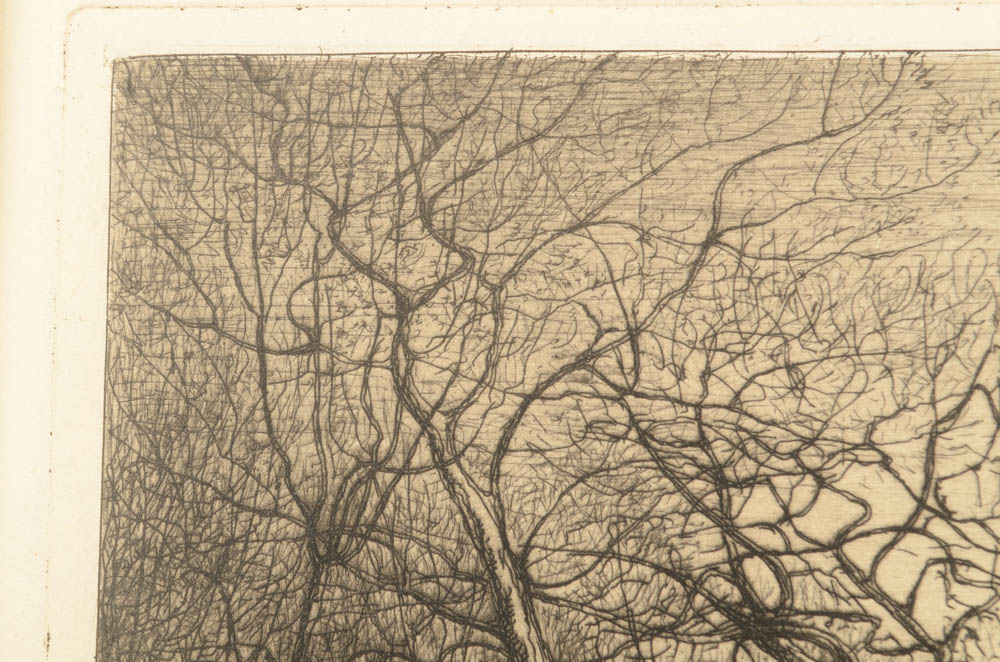 1877 Signed Henry Farrer "December" Etching