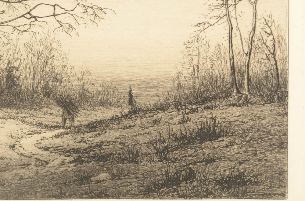 1877 Signed Henry Farrer "December" Etching