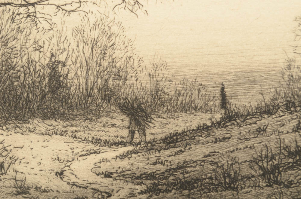 1877 Signed Henry Farrer "December" Etching