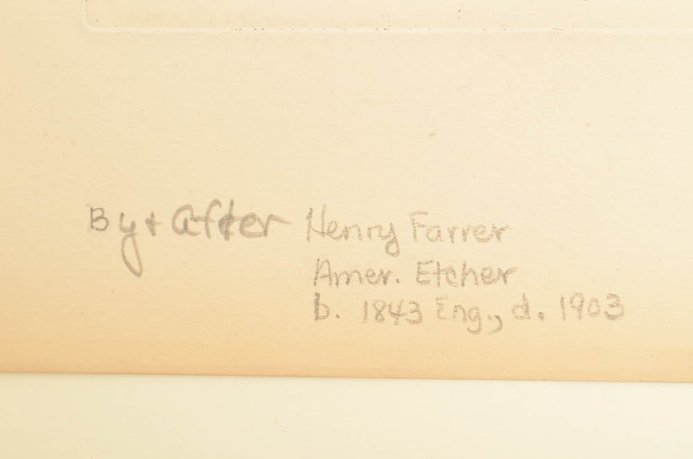 1877 Signed Henry Farrer "December" Etching