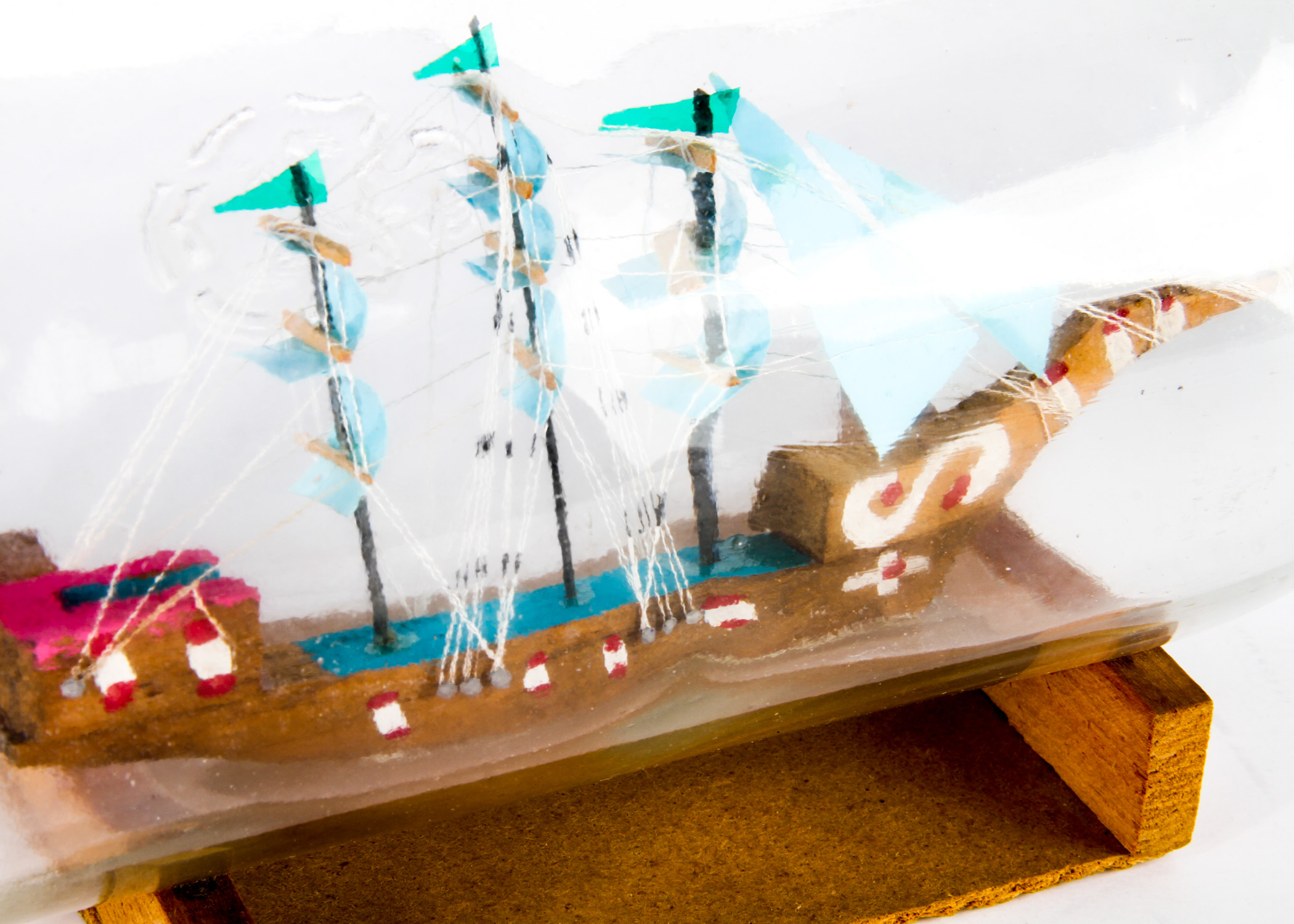 Handmade Wooden Ship in a Bottle