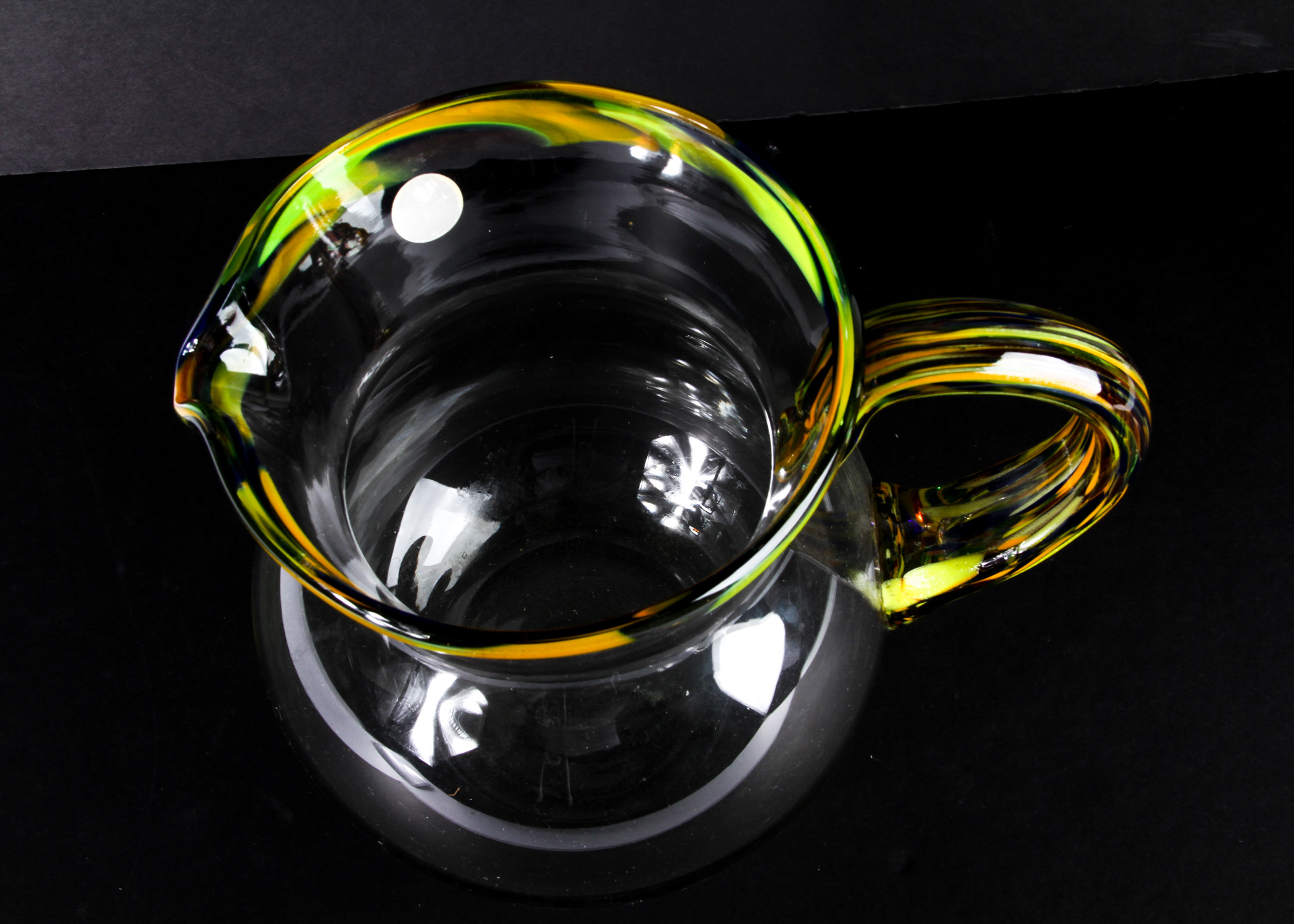 Multicolored Glass Handled Pitcher
