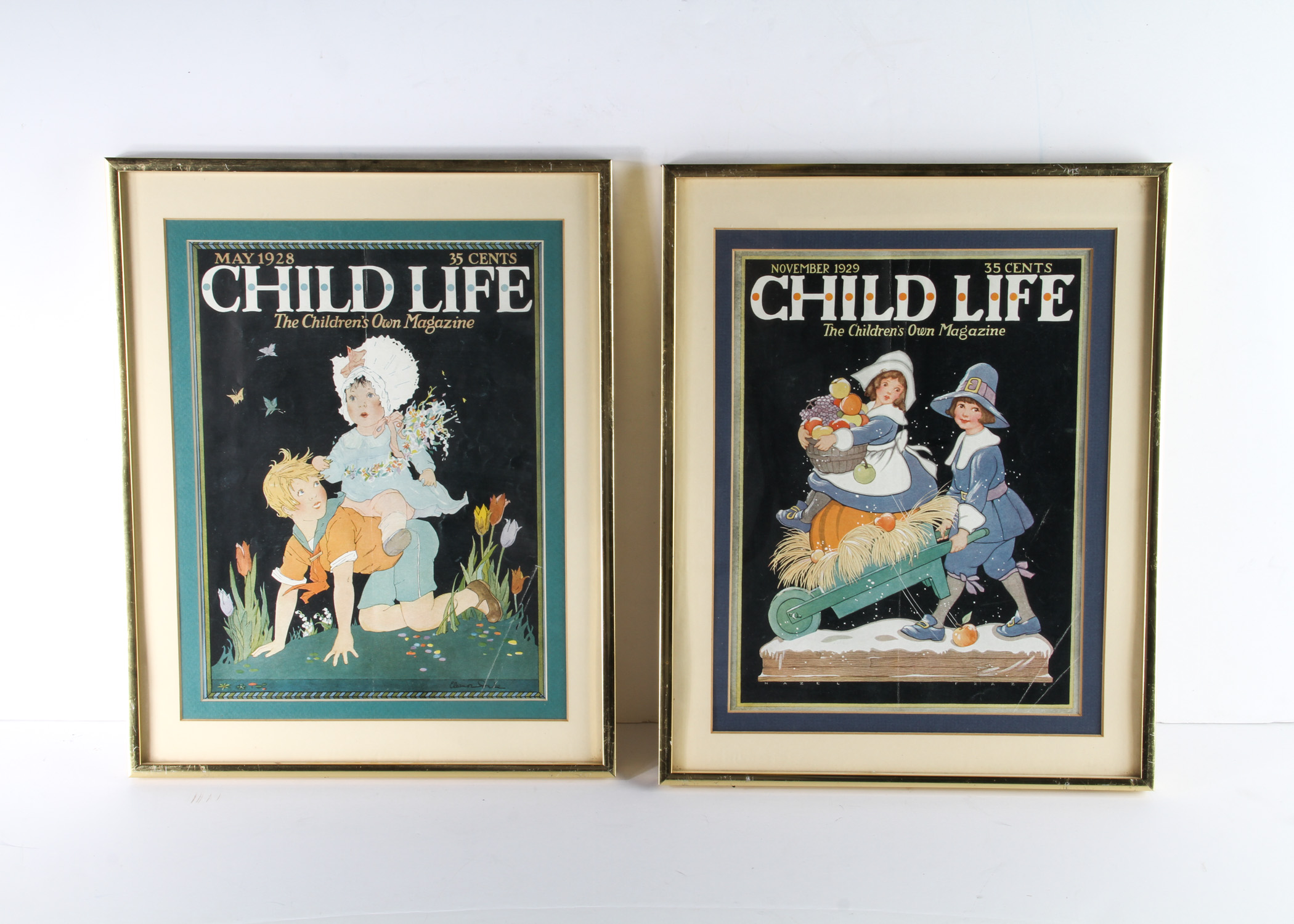 Pair of Framed Vintage "Child Life" Magazine Covers