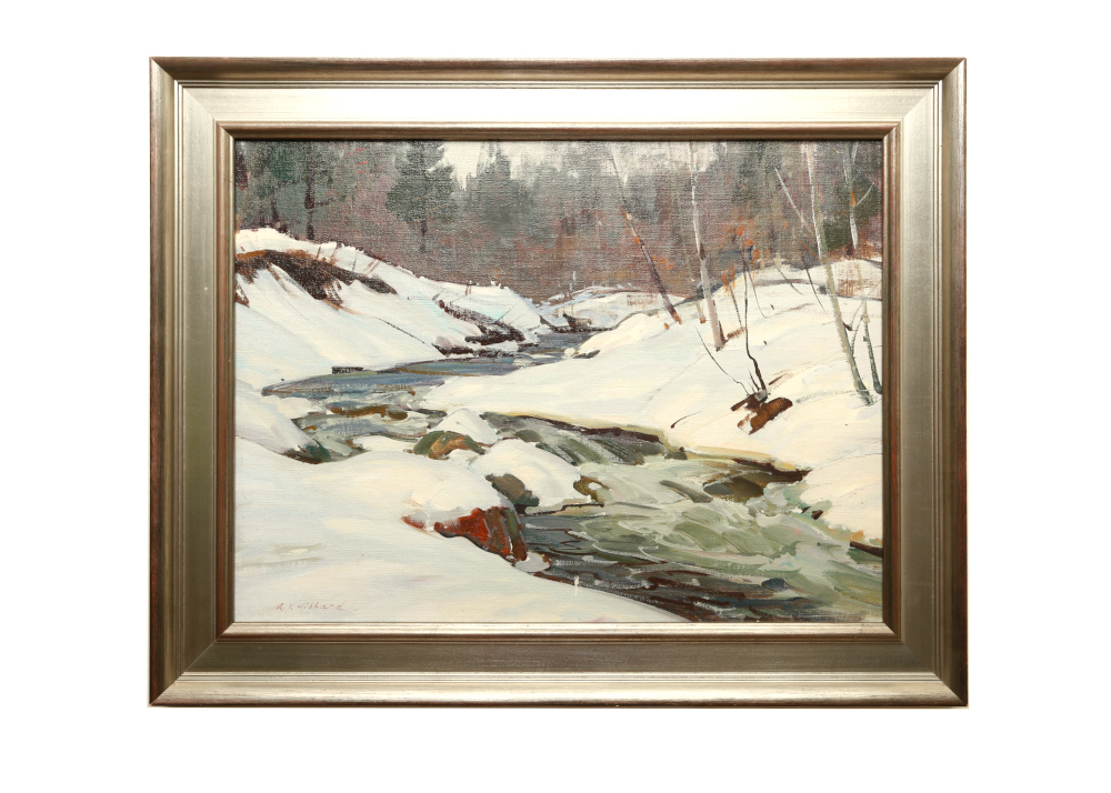 Aldro Thompson Hibbard Signed American Winterscape Oil on Board