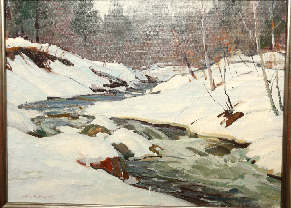 Aldro Thompson Hibbard Signed American Winterscape Oil on Board