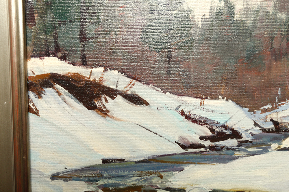 Aldro Thompson Hibbard Signed American Winterscape Oil on Board