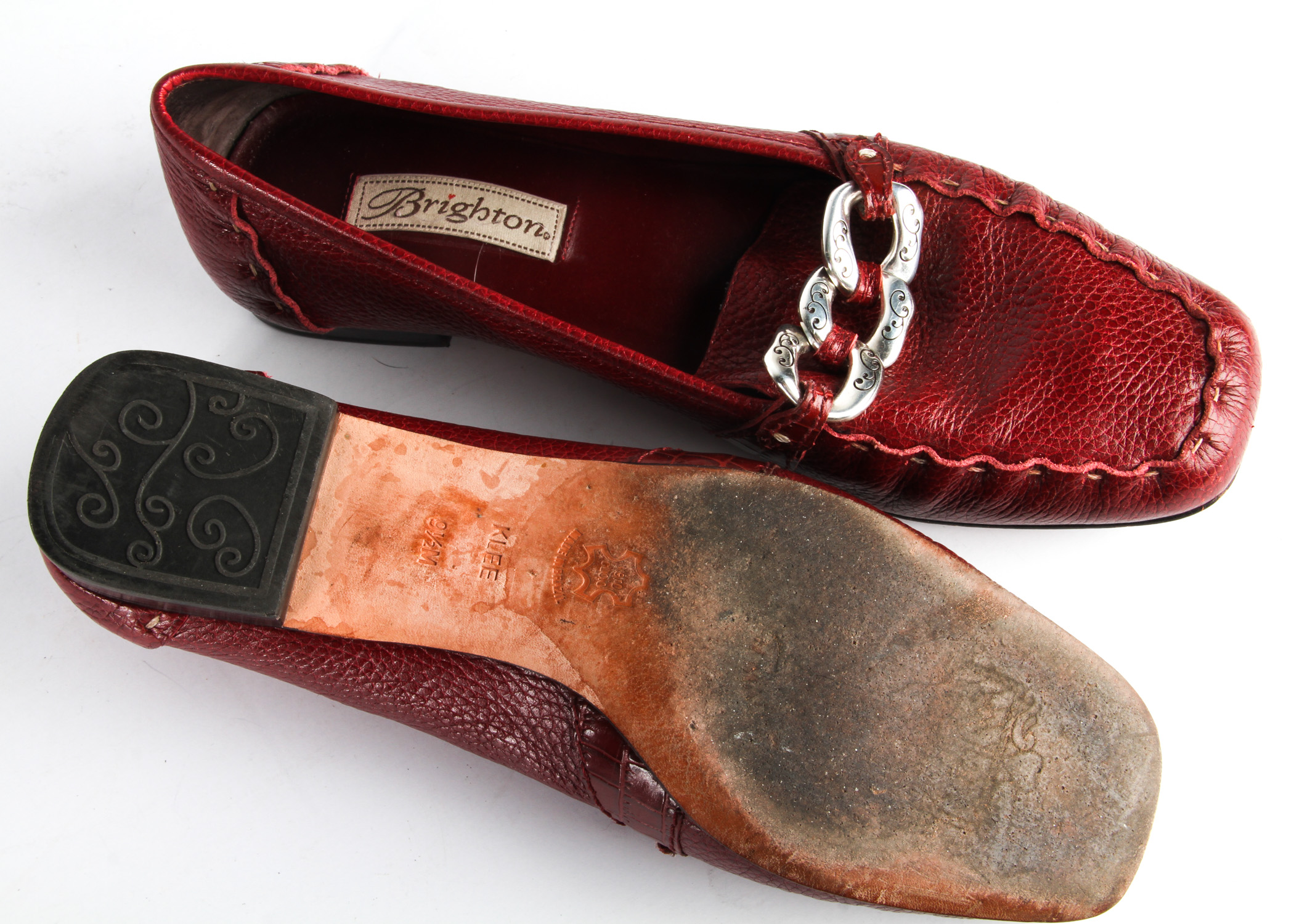 Pair of Brighton Women's Red Leather Shoes