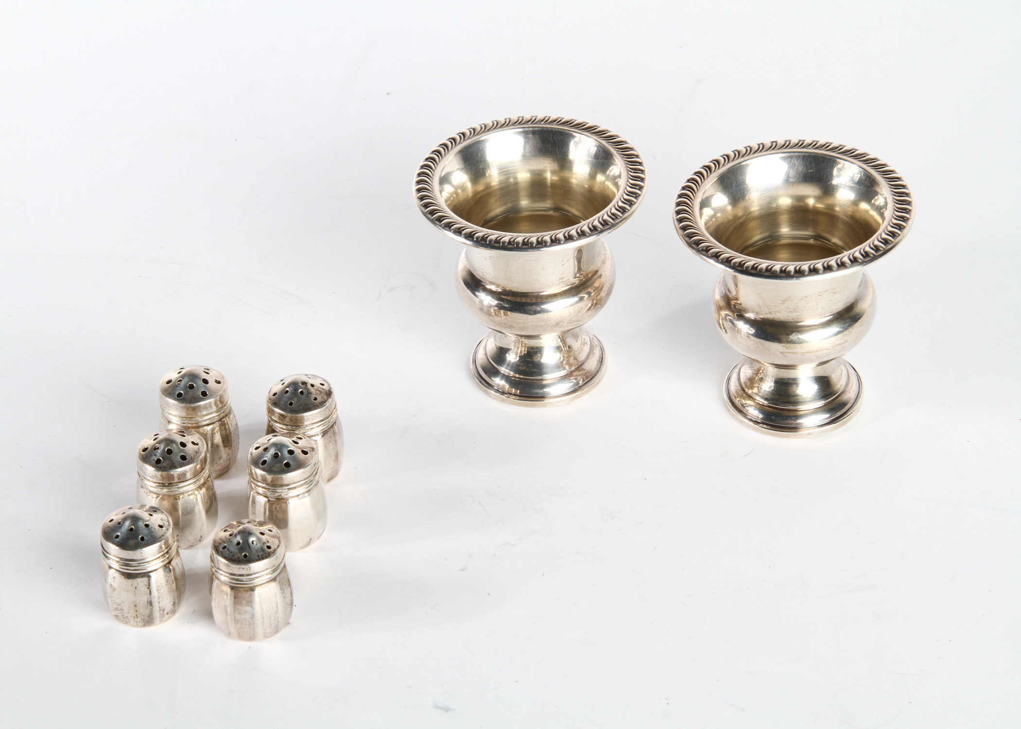 Sterling Silver Votives With Salt and Pepper Shakers