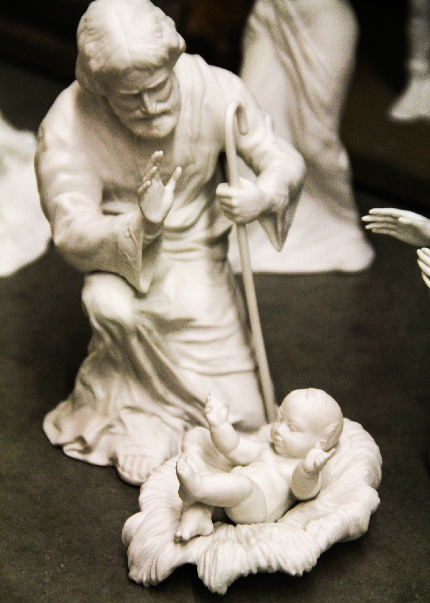 Complete Nativity Scene With Manger and Boehm Porcelain Figurines