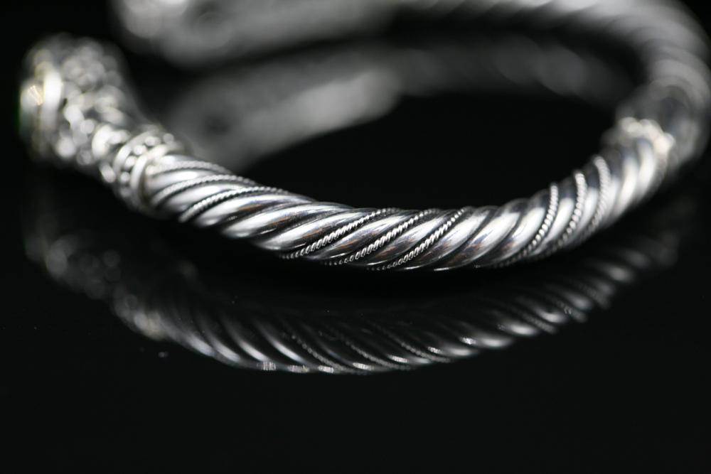 Robert Manse Sterling Silver & 18K Gold Garnet Cuff Bracelet