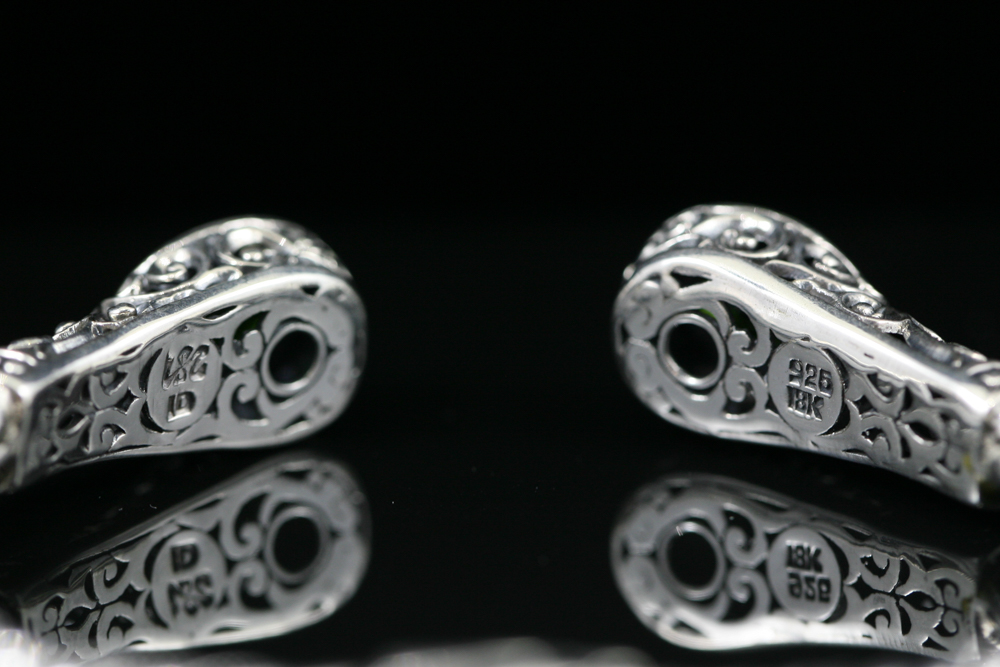 Robert Manse Sterling Silver & 18K Gold Garnet Cuff Bracelet