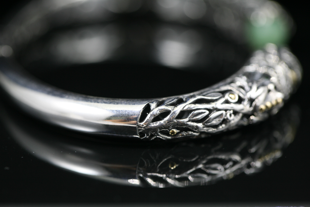 Robert Manse Sterling Silver & 18K Gold Jade Cuff Bracelet