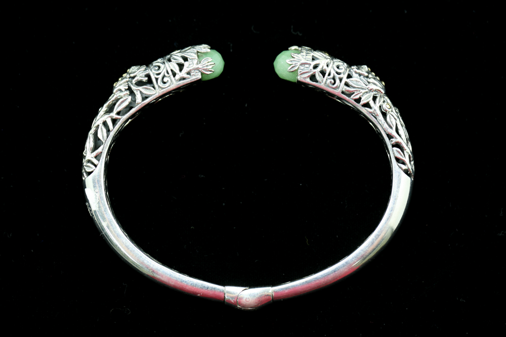 Robert Manse Sterling Silver & 18K Gold Jade Cuff Bracelet