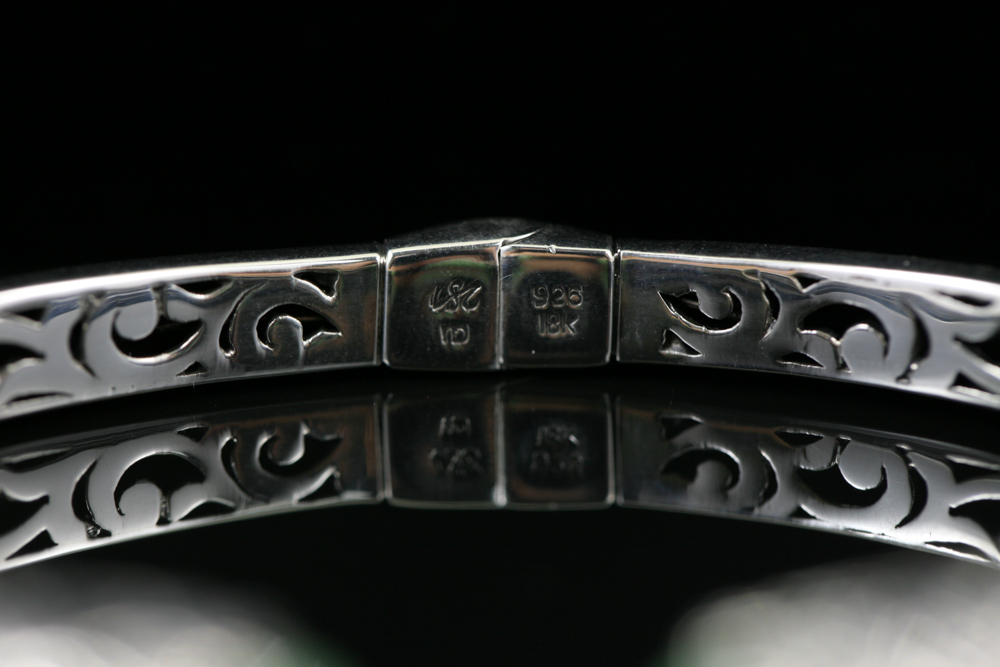 Robert Manse Sterling Silver & 18K Gold Jade Cuff Bracelet