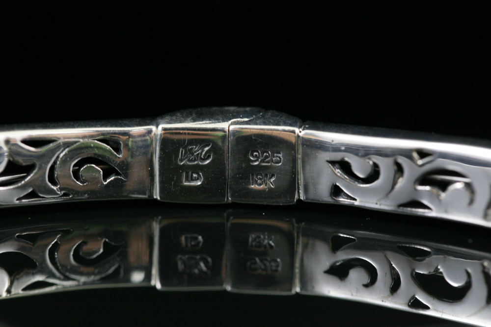 Robert Manse Sterling Silver& 18K Gold Jade Cuff Bracelet