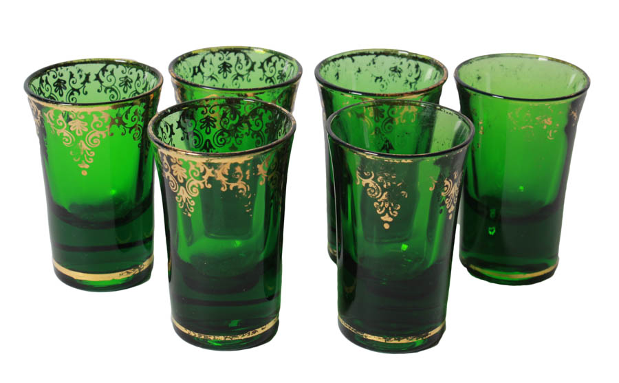 Green Italian Decanter and Shot Glasses