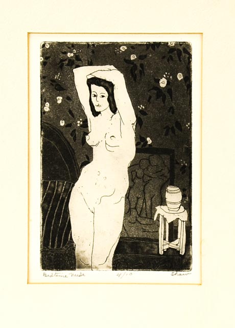 Evelyn Levy Shaw Limited Edition Aquatint Etching "Bedtime Nude"