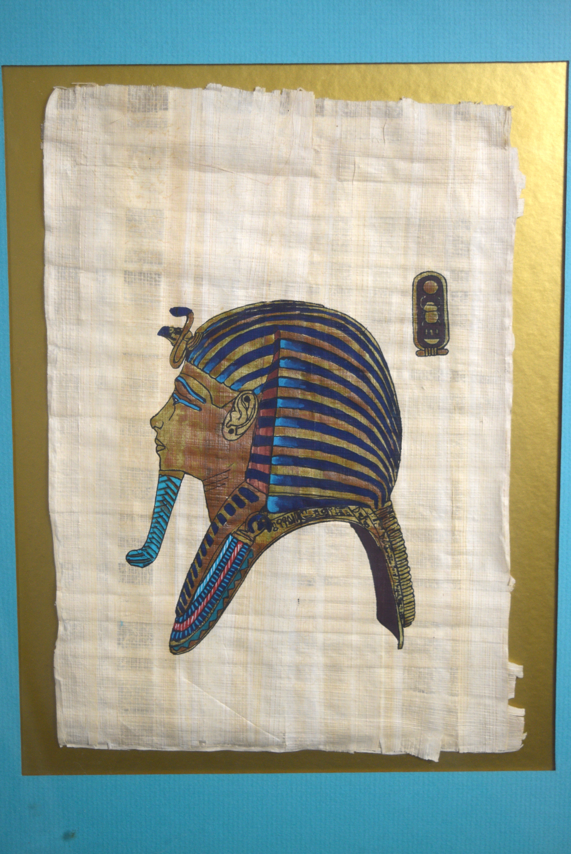 King Tutankhamun Painting on Papyrus
