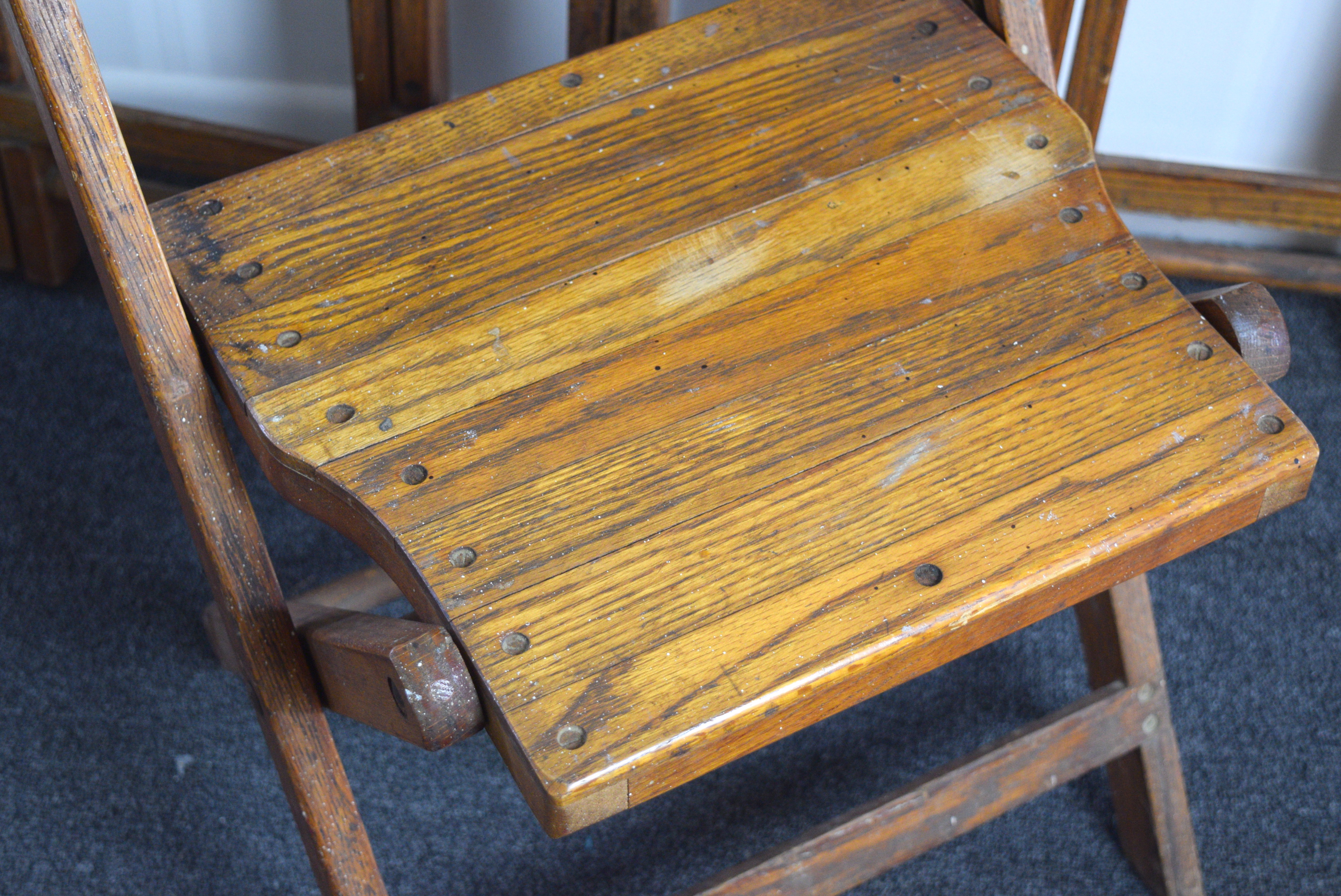 Four Vintage Snyder Chair Co. Wooden Folding Chairs