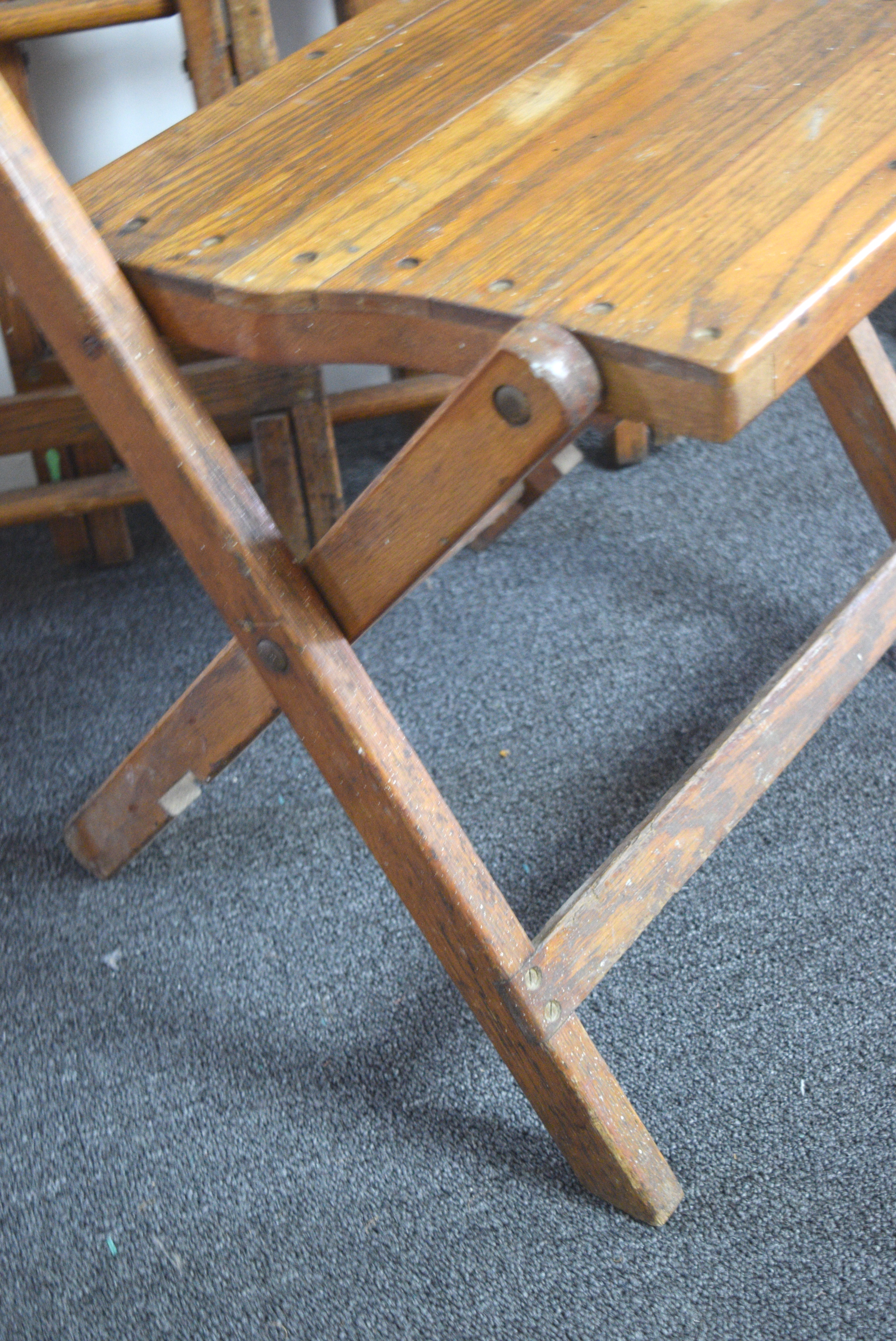 Four Vintage Snyder Chair Co. Wooden Folding Chairs