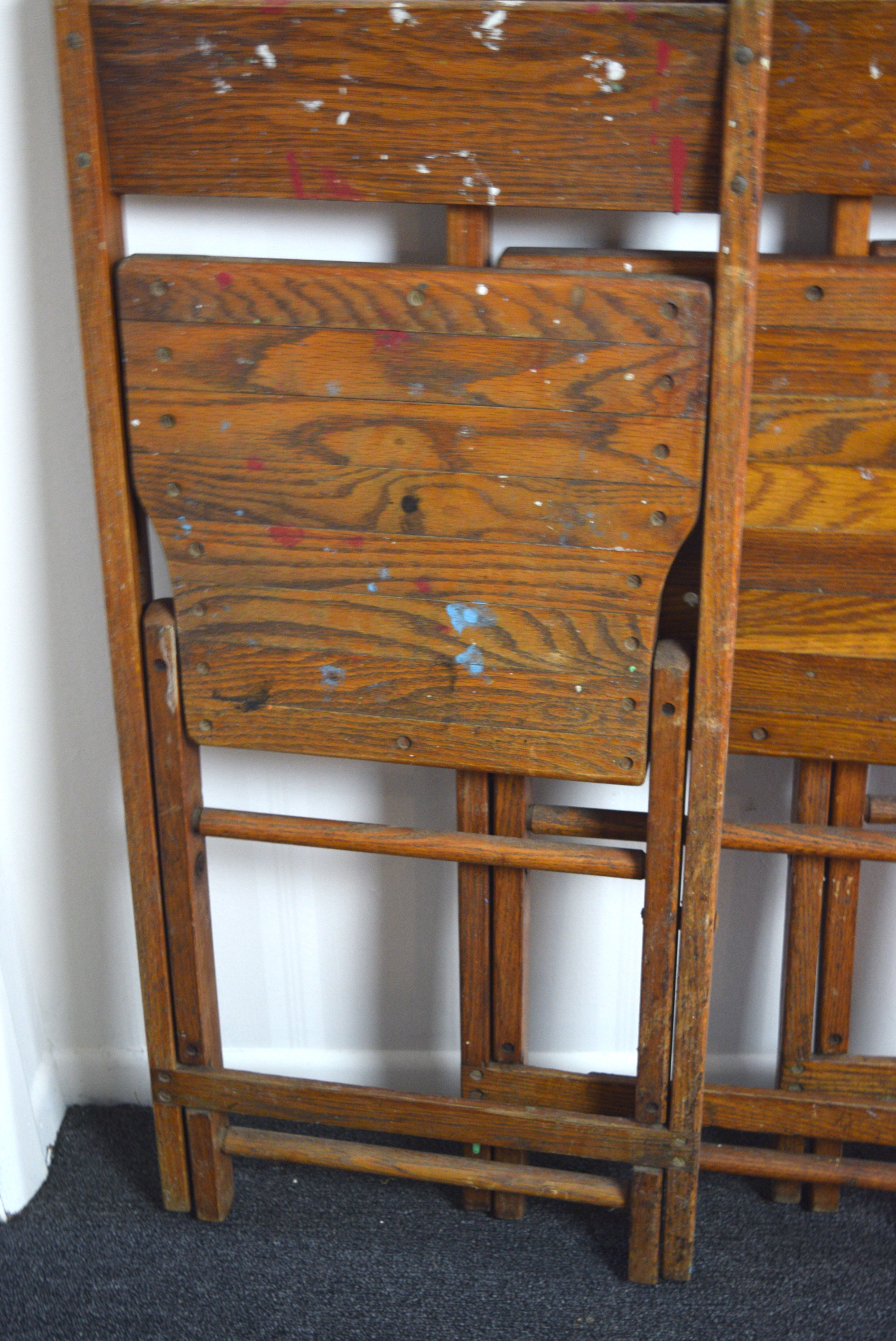 Four Vintage Snyder Chair Co. Wooden Folding Chairs