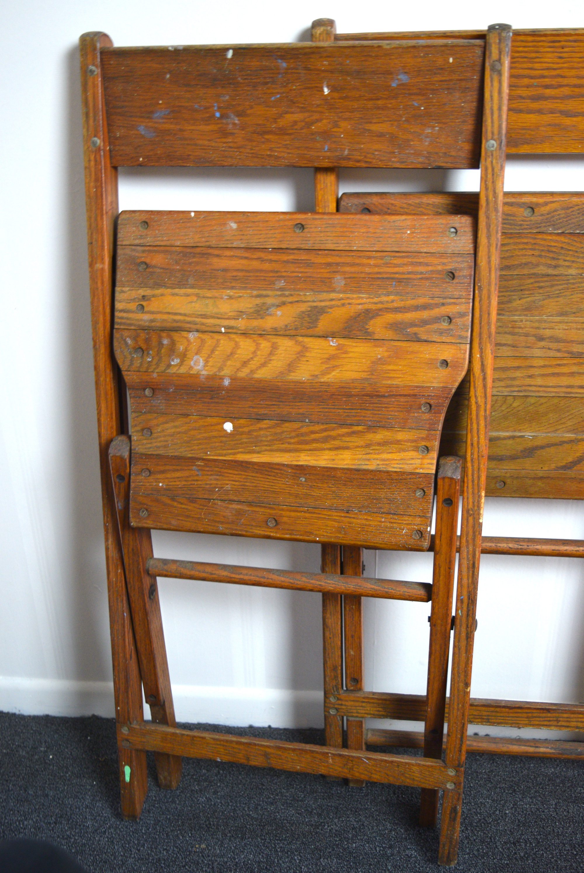 Four Vintage Snyder Chair Co. Wooden Folding Chairs