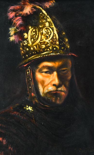 Oil Copy Painting of Rembrandt's "Man in a Golden Helmet"