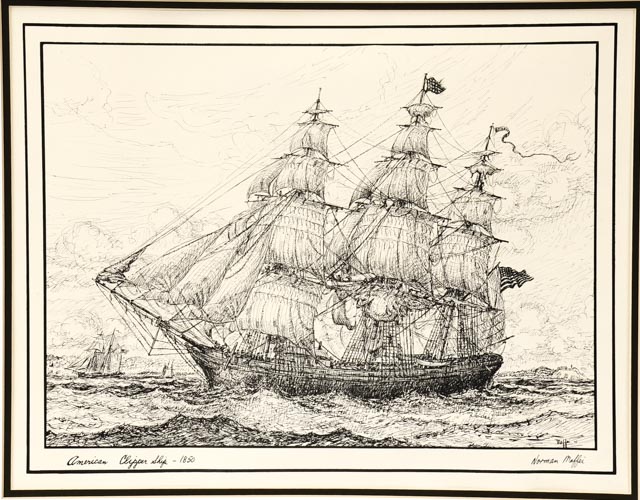 Signed Norman Maffei "American Clipper Ship-1850" Print