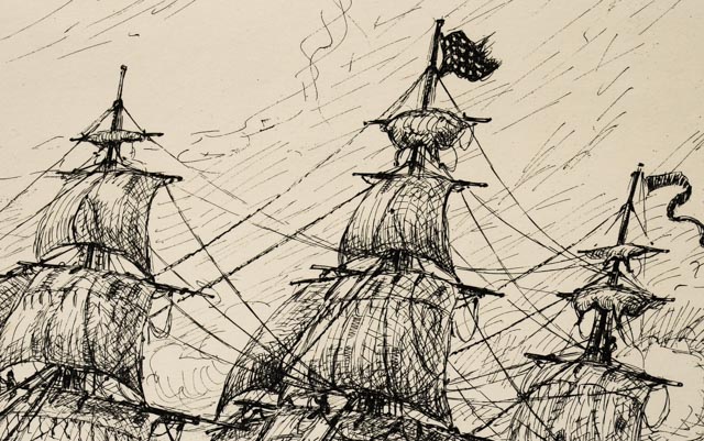 Signed Norman Maffei "American Clipper Ship-1850" Print